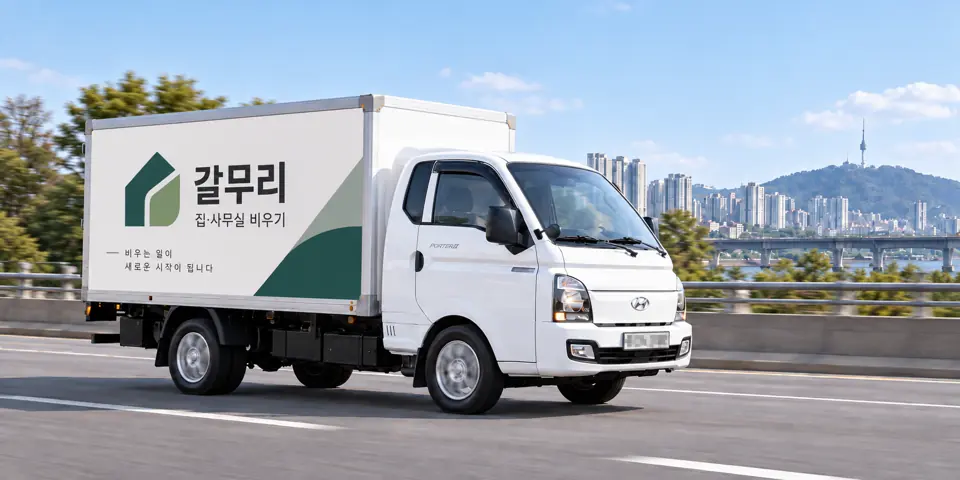 갈무리 작업 차량을 담은 그림 · 장현동 유품정리